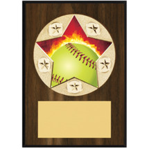 Softball Plaque - 5 x 7" Star Emblem Plaque