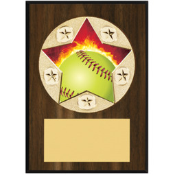 Softball Plaque - 5 x 7" Star Emblem Plaque