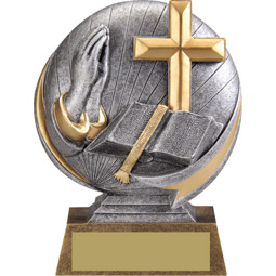 Religious Trophy - Cross, Bible, Praying Hands Trophy