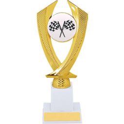 Racing Trophy - Large Crossed Flags Falcon Riser Trophy
