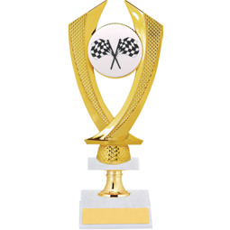 Racing Trophy - Large Crossed Flags Falcon Riser Trophy