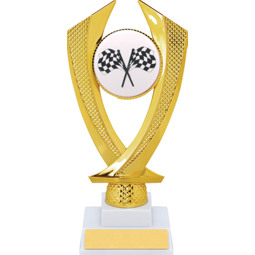 Racing Trophy - Medium Crossed Flags Falcon Riser Trophy