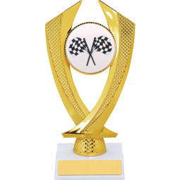 Racing Trophy - Small Crossed Flags Falcon Riser Trophy
