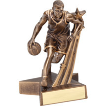 Basketball Trophy - Small 6 1/2 inch Male Basketball Star Resin Trophy