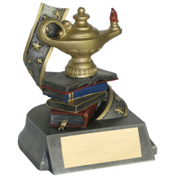 Lamp of Learning Resin Trophy - 4"