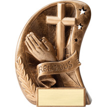 Cross and Praying Hands Resin Trophy - 5 1/2"