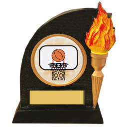 Basketball Trophy with Victory Torch and Basketball Emblem