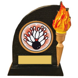 Bowling Trophy with Victory Torch and Bowling Emblem