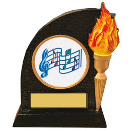 Music Trophy with Victory Torch and Music Notes Emblem