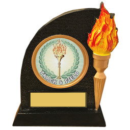 Track and Field Trophy with Victory Torch and Track Emblem