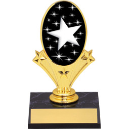 Star Oval Riser Trophy - 5 3/4" - Black Base