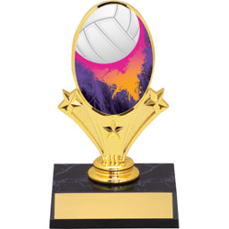 Volleyball Oval Riser Trophy - 5 3/4" - Black Base