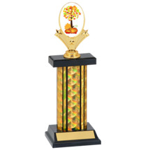 12-14" Black & Gold Fall Festival Trophy with Rectangular Column