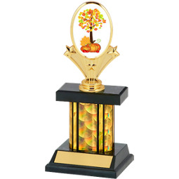 Small Holographic Fall Festival Black & Gold Column Trophy