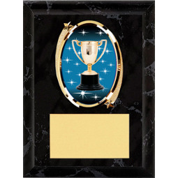 BOWLING plaque trophy award black & gold plate 5 x 7 size 