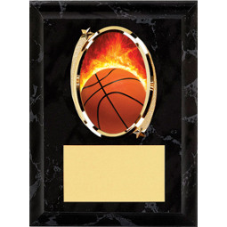 Basketball Plaque - Oval Emblem Black Plaque