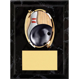 Bowling Plaque - Oval Emblem Black Plaque