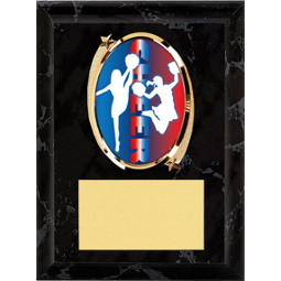 Cheer Plaque - 5 x 7" Oval Emblem Black Plaque