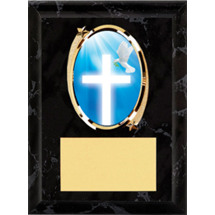 Religious Plaque - 5 x 7" Oval Emblem Black Plaque