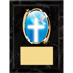 Religious Plaque - 5 x 7" Oval Emblem Black Plaque