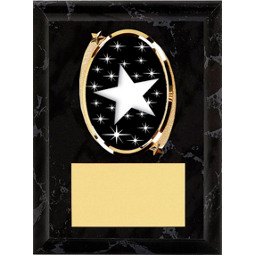 Star Plaque - 5 x 7" Oval Emblem Black Plaque