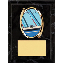 Swim Plaque - 5 x 7" Oval Emblem Black Plaque
