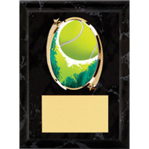 Tennis Plaque - 5 x 7" Oval Emblem Black Plaque