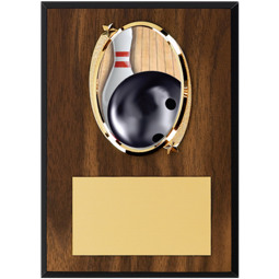 Bowling Plaque - Oval Emblem Wood Plaque
