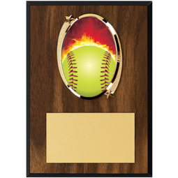 Softball Plaque - 5 x 7" Oval Emblem Plaque