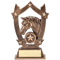 Antique Gold Tone Resin Horse Trophy