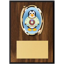Oval Festive Penguin Emblem Plaque